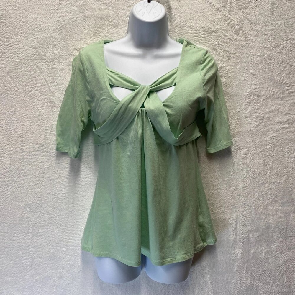 VTG Victoria's Secret Bra Tops Women's Medium Green Cotton Padded Criss Cross
